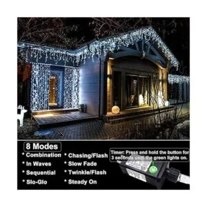 Luces de carámbanos de Navidad de 132 pies decoración al_2