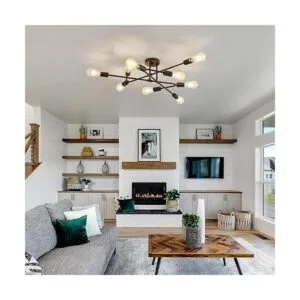 ZGLAOJT Lámpara de techo semiempotrada negra de 9 luces_5