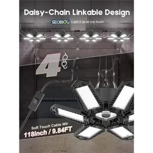 Paquete de 4 luces LED de garaje 200 W y 20000 LM luz_3