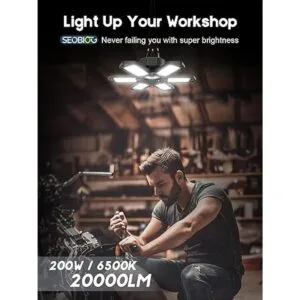 Paquete de 4 luces LED de garaje 200 W y 20000 LM luz_2