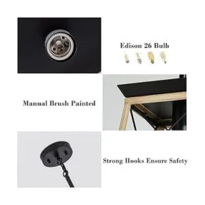 XIPUDA Iluminación de isla de cocina lámpara rústica de_4