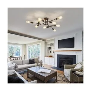 ZGLAOJT Lámpara de techo semiempotrada negra de 9 luces_6