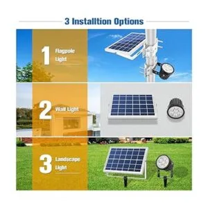 APONUO Luz solar para mástil de bandera luces solares_5