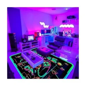 KMkicme Alfombra de área de juegos con luz negra para_6