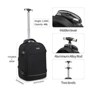 Asenlin Mochila con ruedas de 40 L para viajes resistente_2