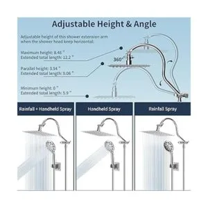 Hibbent Cabezal de ducha de metal cabezal de ducha de_6