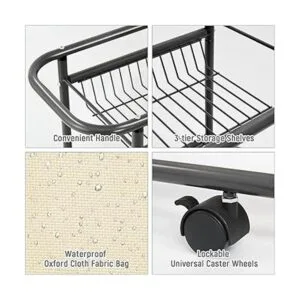 Doxbom Carrito clasificador de ropa rodante cesta de_3