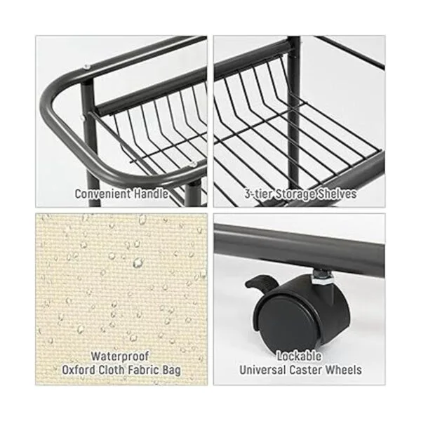 Doxbom Carrito clasificador de ropa rodante cesta de_3