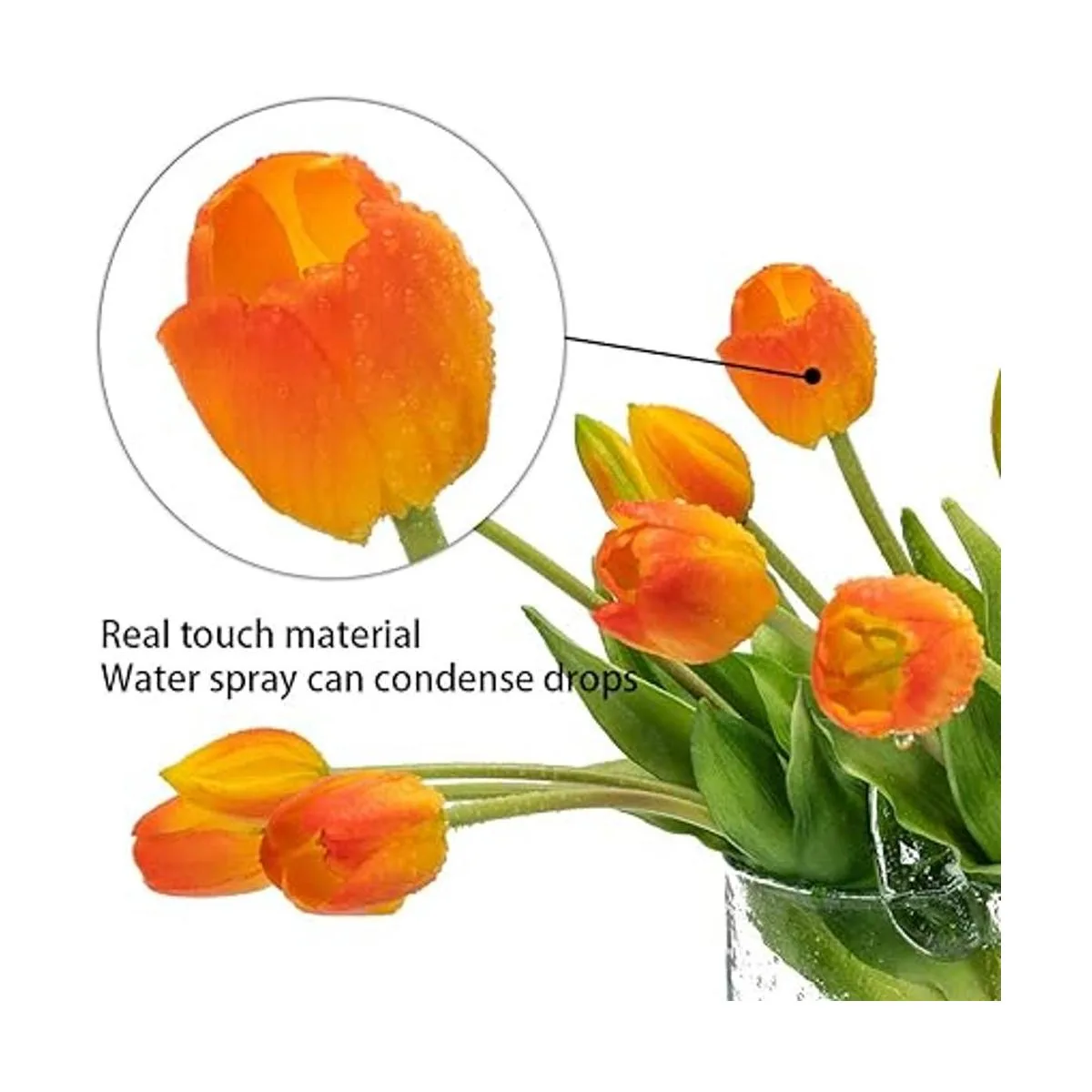 DUYONE Ramo de látex falso de 40 tulipanes artificiales de_3