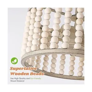 Lámpara de araña con cuentas de madera lámpara bohemia de_2