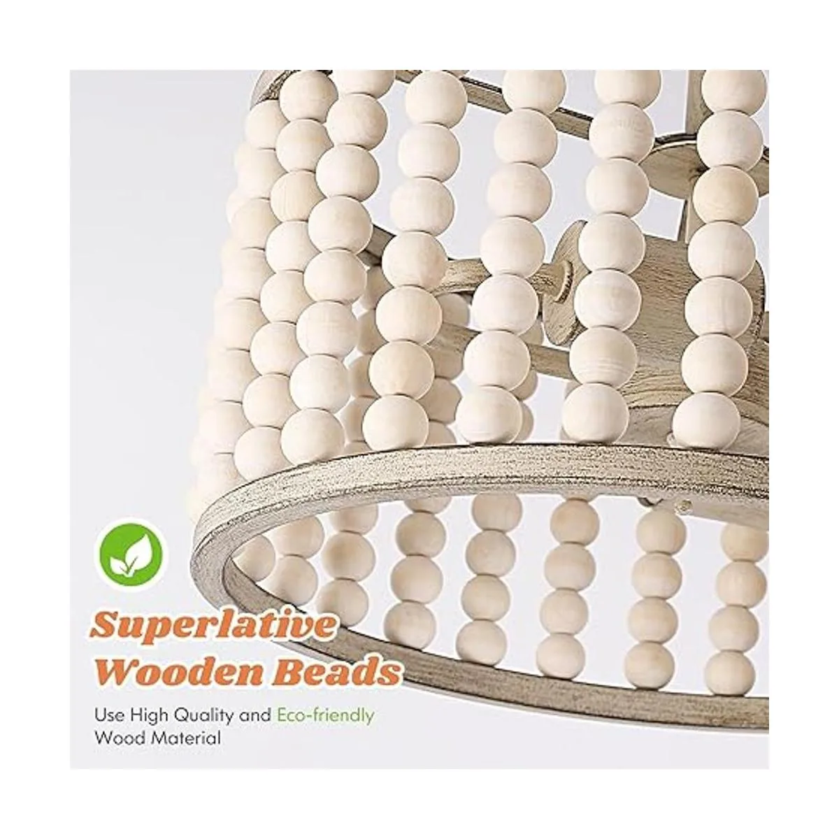 Lámpara de araña con cuentas de madera lámpara bohemia de_2