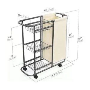 Doxbom Carrito clasificador de ropa rodante cesta de_7