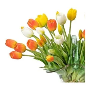 DUYONE Ramo de látex falso de 40 tulipanes artificiales de_5