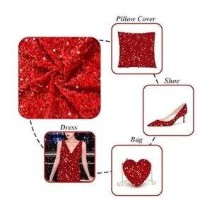 FUHSY Tela roja de terciopelo de lentejuelas de 5 yardas_5