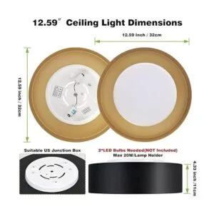 Yasince Modernas luces de techo negras y doradas_7