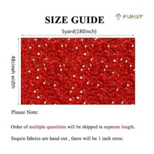 FUHSY Tela roja de terciopelo de lentejuelas de 5 yardas_6