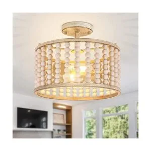 Lámpara de araña con cuentas de madera lámpara bohemia de_1