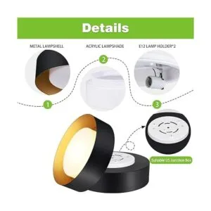 Yasince Modernas luces de techo negras y doradas_6