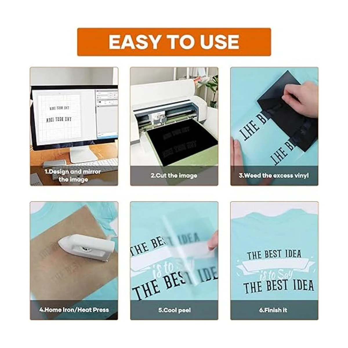 HTVRONT Rollos de vinilo HTV de color blanco para_5