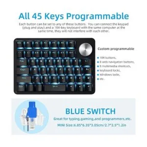 Koolertron Teclado mecánico para juegos con una mano_2
