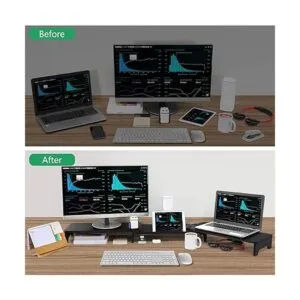 Nnewvante Soporte elevador grande de bambú de doble_3