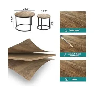 Smuxee Modern Nesting Coffee Table with Adjustable NonSlip_3
