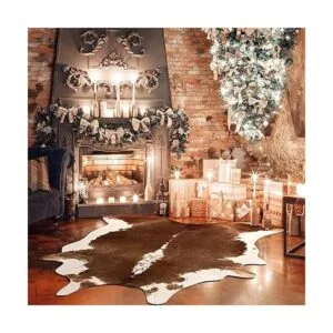 Homore Alfombra de piel de vaca bonita alfombra con_7