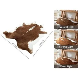 Homore Alfombra de piel de vaca bonita alfombra con_4