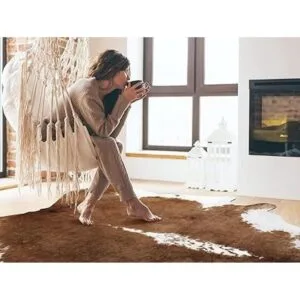 Homore Alfombra de piel de vaca bonita alfombra con_5