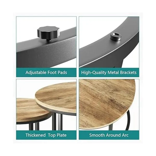 Smuxee Modern Nesting Coffee Table with Adjustable NonSlip_5