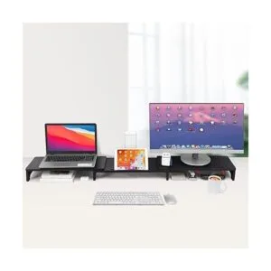 Nnewvante Soporte elevador grande de bambú de doble_5