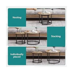 Smuxee Modern Nesting Coffee Table with Adjustable NonSlip_4