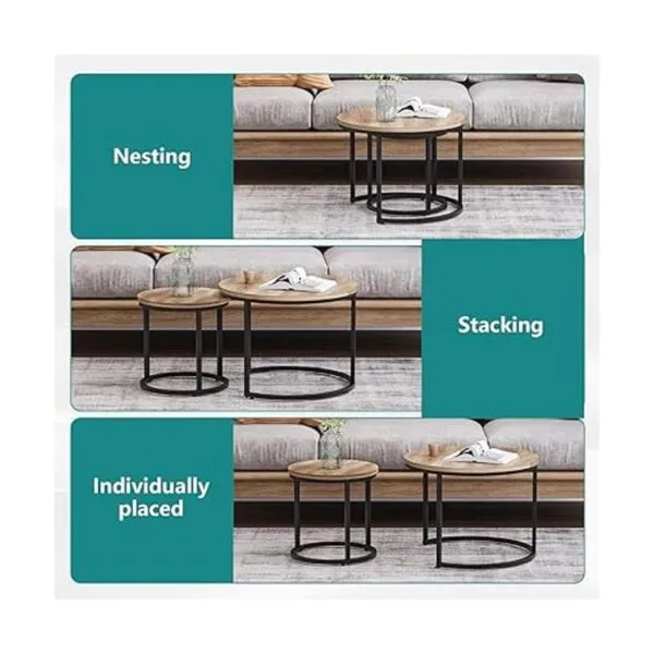 Smuxee Modern Nesting Coffee Table with Adjustable NonSlip_4