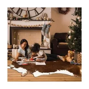 Homore Alfombra de piel de vaca bonita alfombra con_2