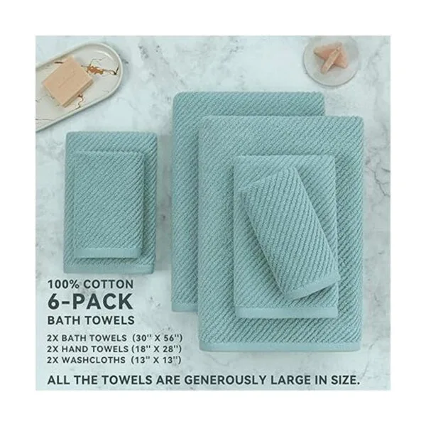 Juego de toallas de baño suaves de color verde azulado con_2