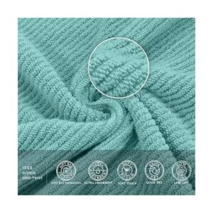 Juego de toallas de baño suaves de color verde azulado con_4