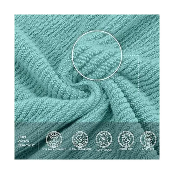 Juego de toallas de baño suaves de color verde azulado con_4