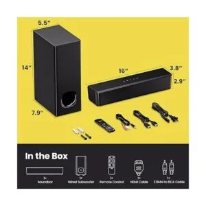 PHEANOO 2.1 Compact Sound Bars for TV with Subwoofer HDMI_6