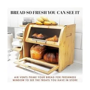 Arise Elegante caja de pan de bambú para encimera de_2