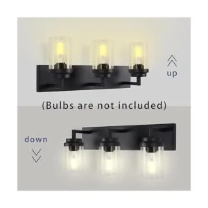 Espird Lámpara de tocador de baño 3 luces de color negro_4