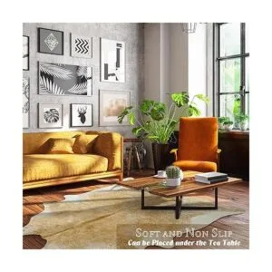 Rtizon Alfombra de piel de vaca sintética para sala de_5