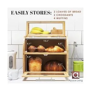 Arise Elegante caja de pan de bambú para encimera de_4