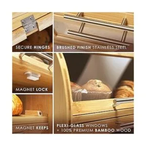 Arise Elegante caja de pan de bambú para encimera de_3