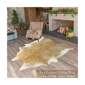 Rtizon Alfombra de piel de vaca sintética para sala de_4