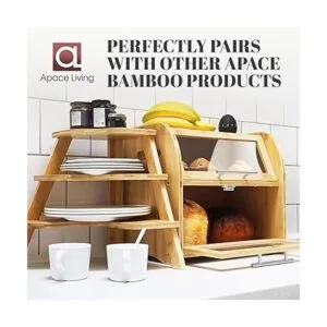Arise Elegante caja de pan de bambú para encimera de_5