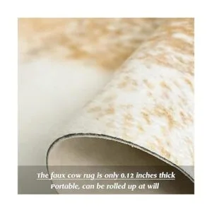 Rtizon Alfombra de piel de vaca sintética para sala de_7