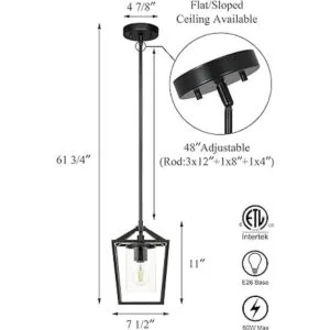 XiNBEi Pendant Lighting Modern Farmhouse Black Adjustable_5
