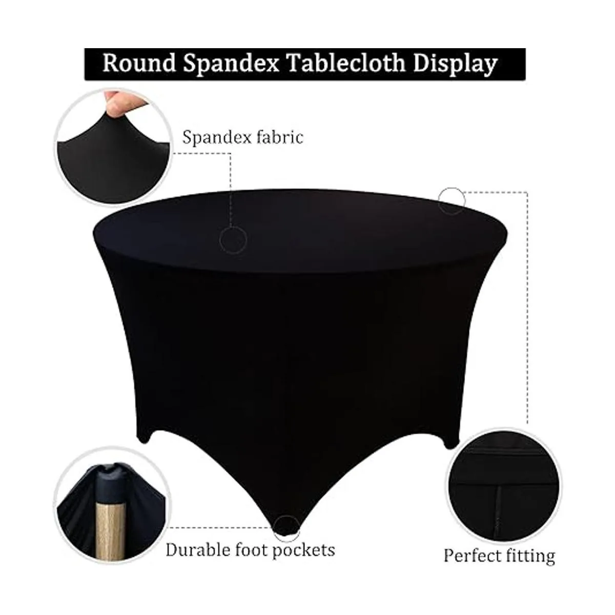 Paquete de 8 manteles redondos de elastano de 5 pies 60_3