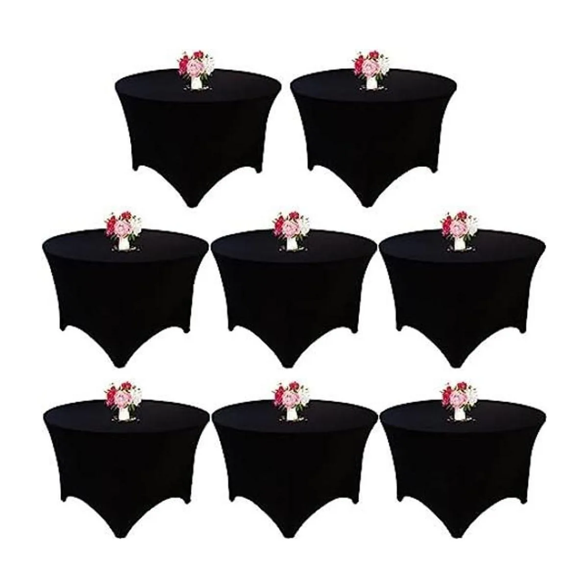 Paquete de 8 manteles redondos de elastano de 5 pies 60_1