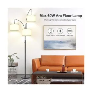 Lámpara de pie regulable 3 luces de arco para sala de_3